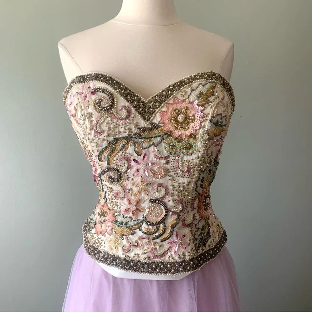 Oleg Cassini Ivory Corset Bustier Prom Bridal - Picture 8 of 8